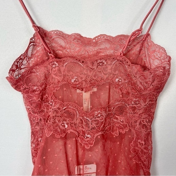 Free People That Sweet Thing Allure Mauve Pink Red Lace Thong Bodysuit XS - Picture 5 of 6